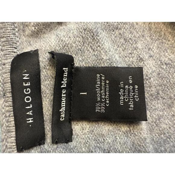 Halogen Wool Cashmere Blend Gray Long Sleeve Tunic Top Size L - Picture 3 of 5